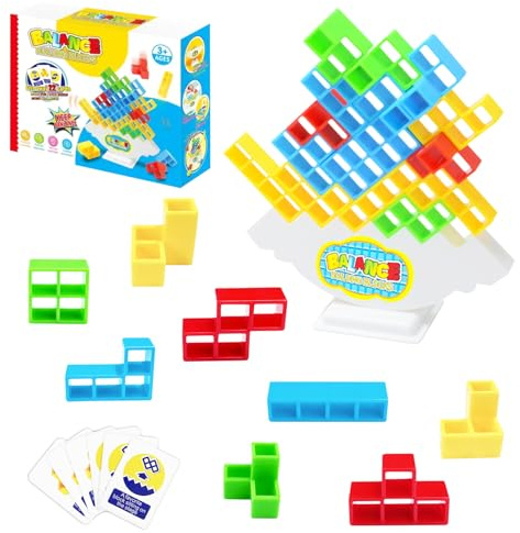 Newpop 32 Stück Tetris Tower, Team Tower-Spiel für Kinder und Erwachsene | Team Turm Spiel, Geschicklichkeitsspiel für Mädchen, Stapelspiele für Jungen, Tower Stapelspiel, Balance Spielzeug