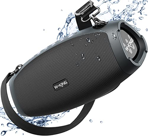 W-KING Bluetooth Lautsprecher, 120W Max Musikbox Bluetooth Box IPX6 | 110dB Wasserdicht Stereo Outdoor Party Boom Box , DREI Passive Radiatorens-Super Bass/DSP/2 Woofer/42H/TF/AUX/EQ/Öffner