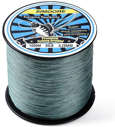 MOUNCHAIN Geflochtene Angelschnur 4 Braid 1000M (Dunkelgrün, 0,32mm-40lb)