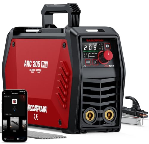 ARCCAPTAIN iControl ARC205 Pro Schweißgerät [App-Steuerung] 205 Amp ARC/Lift TIG Schweißgerät, LED-Anzeige, IGBT Inverter 230V MMA Schweißgerät mit Warmstart, Lichtbogenkraft und Anti-Stick