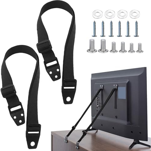 2 Stück TV und Möbel Kippsicherung, Verstellbare TV und Möbel Anti-Kipp-Gurte, Universal Sicherungsgurt für Kinder und Babyschutz, Kippschutz für Fernseher, Flachbildfernseher, Schränke(Schwarz)