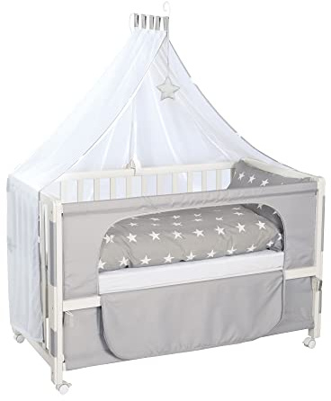 roba Roombed, Babybett 60x120 cm, Beistellbett zum Elternbett mit kompletter Ausstattung