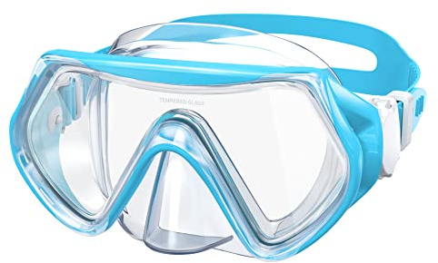 Findway Taucherbrille Kinder,Schwimmbrille Kinder Schnorchelmaske für Jungen Mädchen Jugendliche,Tauchmaske mit Nasenabdeckung 180°Panorama HD Anti Nebel Anti-Leck Taucherbrille für Kinder 4-16 Jahre