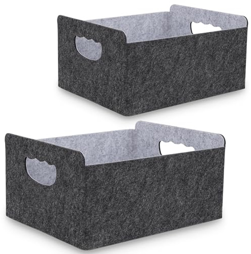 BEHONA Filzkorb Aufbewahrungskorb aus Filz, Schrank Organizer, Regalkörbe | Filzbox Faltbarer, Filz Organizer Box, Filz Korb Aufbewahrung für Schreibtisch Regal Treppen Stufen Schubladen Zuhause Büro