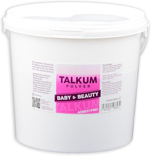 Fipro Minerals Talkum-Puder 1000g Eimer aus 100% Talk | Kosmetik Talkumpulver fein asbestfrei - Verwendbar als Kompaktpuder | Körperpuder | Intimpuder| Fußpuder | Rasierpuder | Gesichtpuder (1)
