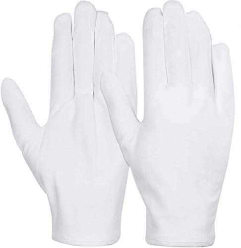 Weiße Baumwollhandschuhe, Anezus 6 Paar Baumwollhandschuhe Große Stoffhandschuhe für Frauen mit trockenen Händen, Ekzem, feuchtigkeitsspendend, zum Servieren, Archiv, Reinigung, Münzen, Schmuck