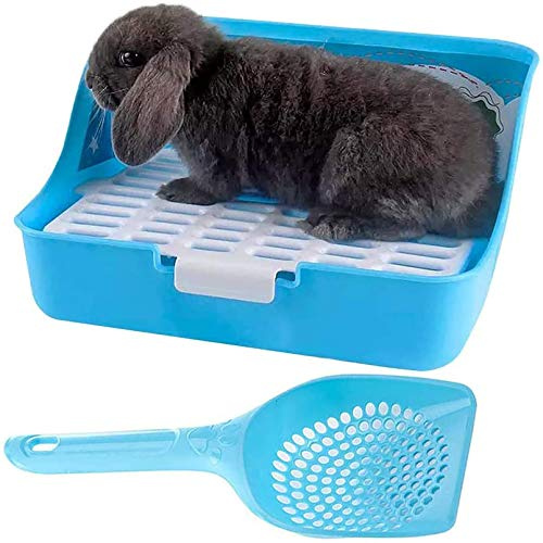 PINVNBY Kaninchenkäfig Katzentoilette Kleintiere Ecktoilette Haus Hase Katzentoilette mit Schaufel für Erwachsene Meerschweinchen Frettchen Ratten