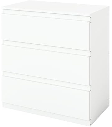 Liink1Ga Komodenschrank für Schlafzimmer 70 cm Breit Kommode Weiß mit 3 Schubladen/Nachtkasten Schubladenkommode Kommode&Sideboard Komoda Weiss für Büro Wohnzimmer Schlafzimmer Flur Möbel/70x40x75CM