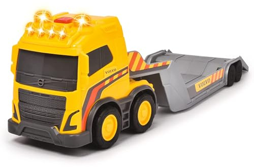 Dickie Toys – Volvo Truck Team – großer Spielzeug-LKW mit Anhänger und Radlader, mit Licht- und Soundeffekten, Freilauf, für Kinder ab 3 Jahren, Gelb