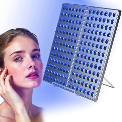 Bräunungslampe Gesichtsbräuner Solarium für Zuhause, Tragbare Bräunungslampen Sonnenlampe mit 182 Stück LED | Augenschutz und Halterung, 24W Faltbar Bräunungslicht für Gesicht und Körper (Silber)
