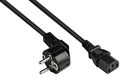 Good Connections Netzkabel - 0,75 m / 75 cm- Schutzkontakt-Stecker Typ E+F (CEE 7/7, gewinkelt) an C13 Kaltgerätebuchse (gerade) - KUPFERLEITER CU - 0,75 mm² - KALTGERÄTE-Kabel - SCHWARZ