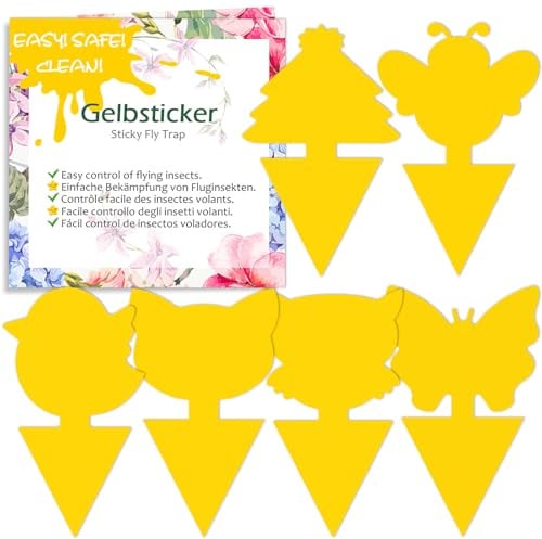 Blooven Gelbsticker Trauermücken Bekämpfen 60 Stück, Gelbtafeln für die Zimmerpflanzen Schädlingsbekämpfung (60 Stück)