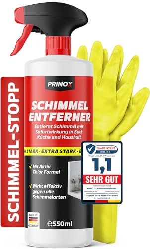 Profi Schimmelentferner Set inkl. 2 Schutzhandschuhe - Schimmelspray mit Hafteffekt gegen Schimmel an Wand, Fugen, Tapete, Textilien, Auto - Entfernt Schimmel hocheffektiv