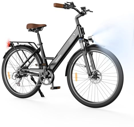 Finbike E Bike mit Abnehmbarer 36V 10.4Ah Akku Bis zu 88KM, 26 Zoll Elektrofahrräder mit 7 Gang Getriebe für Herren Damen Pendler Reisen Übung,60N.m 250W Motor E Fahrrad mit LCD-Display