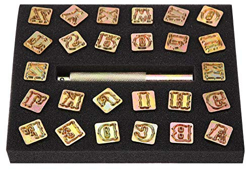 Hztyyier 26 Stück Leder Stanzbuchstaben A-Z, Buchstabenprägewerkzeuge for personalisierte Gürteltaschen-Dekoration
