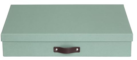 BIGSO SVERKER Dokumentenbox A3 – Aufbewahrungsbox mit Deckel und Griff – Schreibtischablage für Unterlagen, Skizzen & Dokumente – Archivbox aus recycelter Faserplatte und Papier – mintgrün