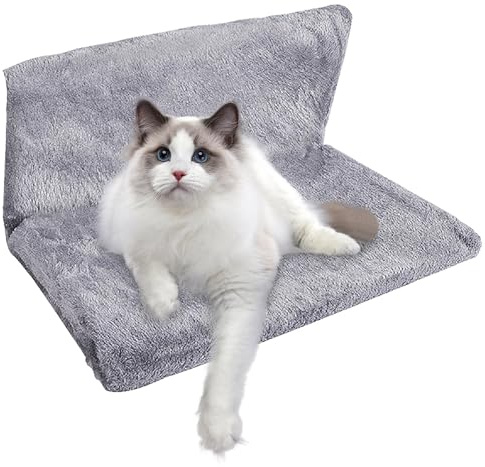 SKIKHN Katzenbett für Heizungen, 40x30cm Hängebett für Katzen, Katzenheizungsliege mit kuscheligem Plüschbezug, Waschbares Heizungsliege Katzen, Robuster Metallrahmen, für alle gängigen Heizkörper