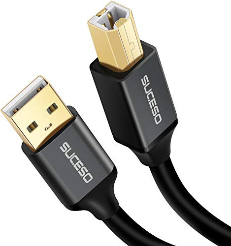 SUCESO Druckerkabel, USB 2.0, Typ A Stecker auf B-Stecker, Druckerkabel, Scannerkabel, 24 K vergoldet, kompatibel mit Canon, HP DeskJet/Envy, Lexmark, Dell, 3D, DAC, Xerox, Samsung etc
