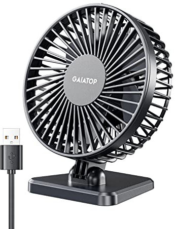 Gaiatop USB-Schreibtischventilator, klein, aber leistungsstark, tragbar, leise, 3 Geschwindigkeiten, Mini-Ventilator für bessere Kühlung, Home Office Auto Indoor Outdoor (schwarz)