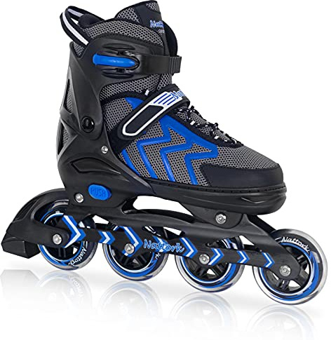 Nattork Adjustable Blades Rollschuhe für Erwachsene Frauen und Männer Outdoor Indoor Schwarz Inline Skates für Jungen, Anfänger, Größe 39-42