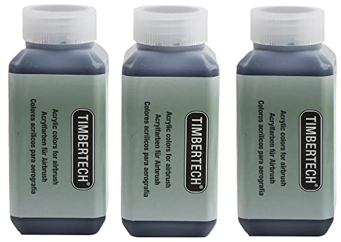 TIMBERTECH Schwarz Acrylfarben Airbrush Farben 100ml*3 Modell Wasserbasis FarbenSet Airbrushfarben