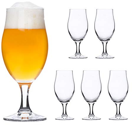 Bormioli Rocco | 6er-Set Bierglas Executive | edle Bier-Tulpe | Stiel-Gläser klar | Cocktail-Becher | Glas-Geschirr | Party-Kelche