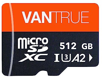 VANTRUE 512GB microSD Speicherkarte, UHS-I U3 4K, inkl. Adapter, Kompatibel mit Dashcam, Smartphone, Tablet, Action Camera und Überwachung Kamera (512G)