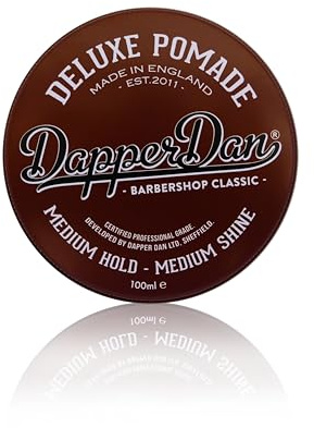 Dapper Dan Deluxe Pomade Medium Hold Shine 100ml | Medium Hold and Shine Water-Based Pomade for Reworkable Styling. Barber Grade with Citrus Vanilla that Washes Out Easily.