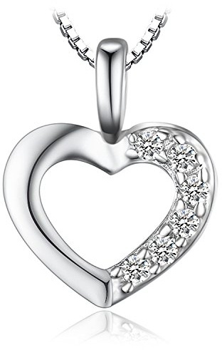 JewelryPalace Liebe Herz Prinzessin Damen Kubik Zirkonia Verlobung Hochzeit Anhänger Halskette Mit 43 Cm Box Kette 925 Sterling Silber