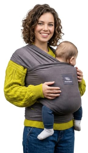 manduca Baby Wrap Sling aus Bio-Baumwolle für Neugeborene (Slate) | Praktische Ergänzung zur Baby Erstausstattung für Eltern, die ihr Neugeborenes körpernah in einem Tragetuch tragen möchten