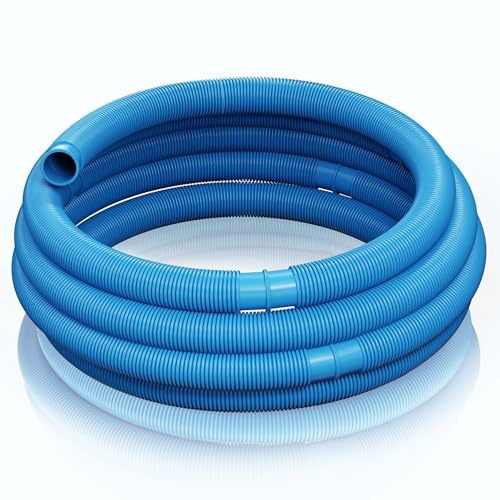 Wiltec Poolschlauch 15 m ⌀32 mm, Schwimmbadschlauch mit Muffen, Pumpenschlauch für Schwimmbecken, Saugschlauch, Solarschlauch