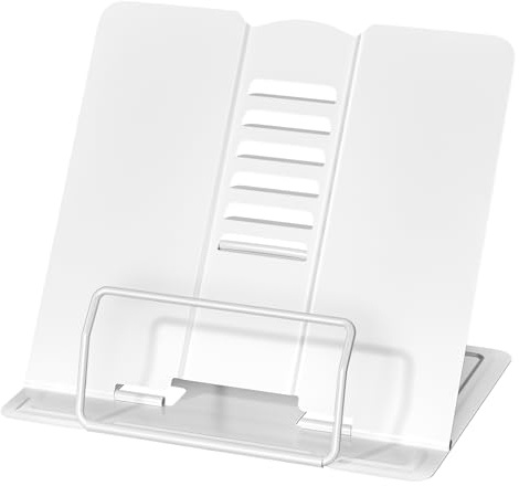 Newpop Weißer Buchständer Children, Buchhalter Leseständer, Kochbuchhalter, Bookstand, Bücherständer, Kochbuchständer, für Tische Podien, Buchaufsteller, Buchhalterung, Halterung Zum Lese, Metall