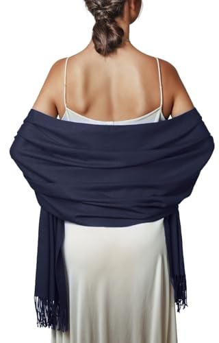PIOYMEYA Schal Navy Blau Stola Damen Festlich für Abendkleid Pashmina Schals Tücher Winter