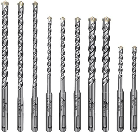SDS-Plus-Bohrer-Set Lytool 10 tlg Steinbohrer Hammerbohrer Betonbohrer Set | Ø 5, 6, 8, 10, 12 mm (110, 160, 210 mm Lang) für SDS Plus Bohrhammer