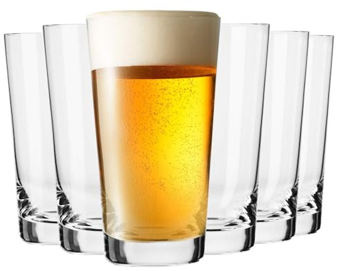 Krosno Biergläser 6er Set, 590 ml, Pure Kollektion | Bleifreies Kristallglas, Gläser Set für Weizenbier, Witbier, Pils und helle Biere, Spülmaschinenfest, ideal zum Servieren