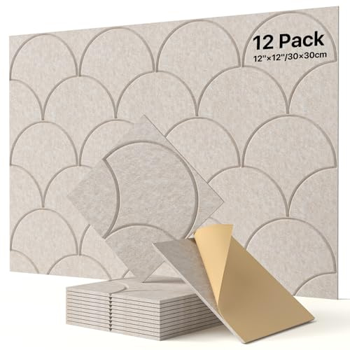 Soundsbay Akustikpaneele Selbstklebend, 12 St. Akustikplatten Beige 30x30x0.9cm