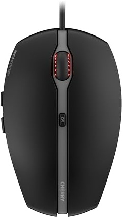 CHERRY GENTIX 4K, Kabelgebundene Maus, Ideal für Nutzung mit Ultra-HD Monitoren, 6 Tasten, bis zu 3600 DPI, Symmetrisches Design, 1,8 m langes Kabel, Schwarz