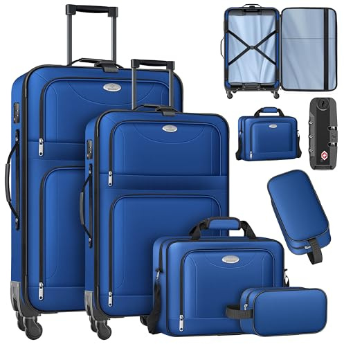 KESSER® Reisekoffer Set 4-teilig | Trolley Kofferset Stoffkoffer mit 3-Ziffern-TSA-Schloss, 360° Rollen & Teleskopgriff | Kosmetiktasche Handgepäck Leichter Koffer & große Koffer