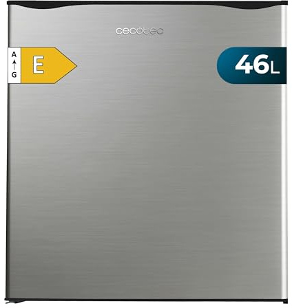 Cecotec Minikühlschrank GrandCooler 20000 SilentCompress Inox E. 46 Liter Volumen, kleines Gefrierfach, umkehrbare Tür, Energieklasse E und Edelstahl-Design für die Lagerung von Lebensmitteln