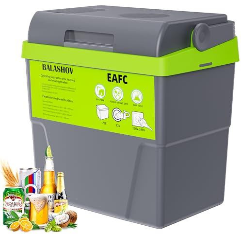 EAFC 20L Kühlbox Elektrisch, Doppelspannung-12V/230V Kühlschrank，Tragbare Mini Autokühlschrank für KFZ Camping Haushalt, Isolierbox & Kühlkasten