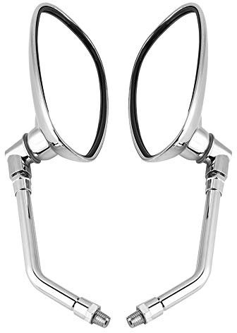 Motorrad Spiegel Chrom Universal 10mm Lenker Rückspiegel Paar | Verstellbarer Gelenkbolzen, klare Sicht, Metallgriff Kunststoffschale, Chromgehäuse, 10mm Schraube, universal für Motorrad R