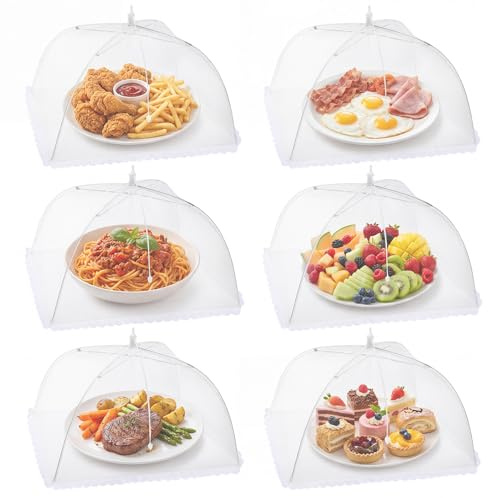 Homealexa 6er Set Fliegenhaube Lebensmittel 43×43×25 cm, Abdeckhauben für Lebensmittel Mesh Pop-Up, Fliegenschutz Essen Faltbar, Fliegenhaube Obst für BBQ & Picknick
