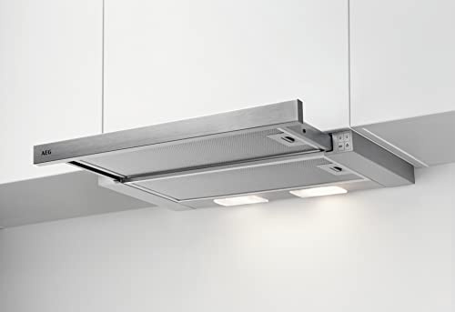 AEG DPS362AS Flachschirm-Dunstabzugshaube/Abluft oder Umluft / 60cm / Grau/max. 215 m³/h/min. 58 – max. 71 dB(A) / C/Kurzhubtasten/Grau