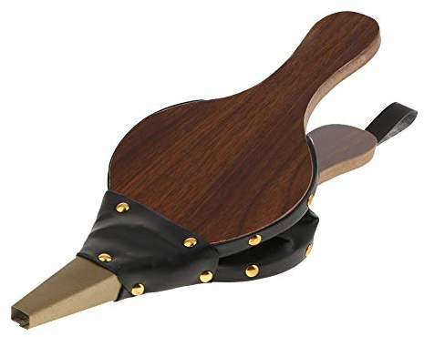 Blasebalg Für Kamin Und Grill, 39 * 17cm Handblasebalg Luftgebläse Aus Holz Mit Lederband, Grillgebläse für Draussen Camping Picknick