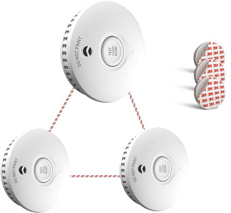 Vernetzter Funk-Rauchmelder mit 10 Jahren Betrieb & austauschbaren Batterien (3er Pack) | EN14604 geprüft | Einfach montieren per Magnethalterung | Verbindbar mit bis zu 40 Geräten