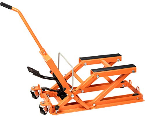 Hi-Q Tools Motorradhubtisch bis 680kg Motorradhebebühne hydraulisch, Motorradheber mit gummierten Auflageflächen, universell für Fast alle Motorräder, Quads, ATV