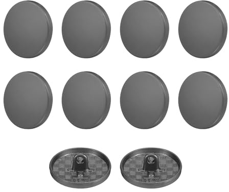 QUARKZMAN 10 Stück Knöpfe 20mm Metall Flache Buttons zum Annähen Runde Bastelknöpfe für Bekleidung Hosen Mantel Jacken Blazer Hemd Anzüge Dekorieren Handwerk Selber Machen, Schwarz