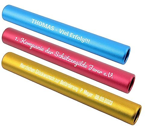Diamandi Staffelstab mit Gravur - personalisiert mit Wunsch-Text, Name oder Logo - Geschenk Mitarbeiter Abschied Übergabe Jubiläum - Arbeit + Sport - Leichtathletik
