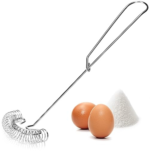 COM-FOUR® Spiralschneebesen Edelstahl 304 rostfrei - Spiralbesen spülmaschinengeeignet - Schaumschläger - flacher Schneebesen - Quirl - Saucenbesen - Handschneebesen (01 Stück - Spiralbesen)