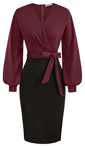 GRACE KARIN Damen Business Bleistiftkleid Hochzeit Gäste Büro Arbeit Kleider Cocktail Party
